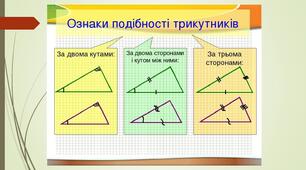 Презентація до уроку геометрії в 8 класі  "Ознаки подібності трикутників" НУШ