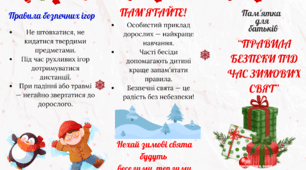 Пам'ятка для батьків "Правила безпеки під час зимових свят"