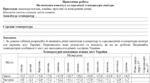 Практична робота: "Визначення амплітуд та середньої температури повітря"