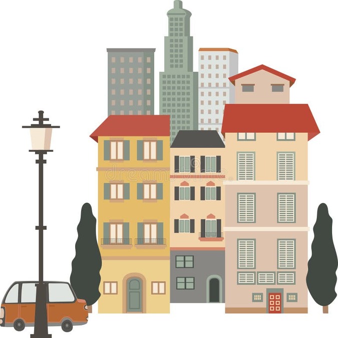 Clip Art of City Street Vector Stock Vector - Illustration of cityscape, house: 213099783