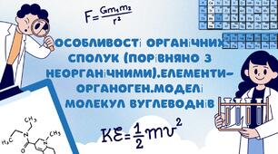 Особливості органічних сполук (порівняно з неорганічними).Елементи-органоген.Моделі молекул вуглеводнів
