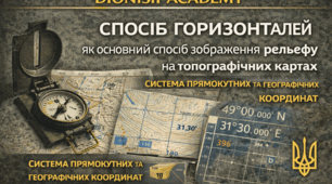 Спосіб горизонталей як основний спосіб зображення рельєфу на топографічних картах. Система прямокутних та географічних координат.