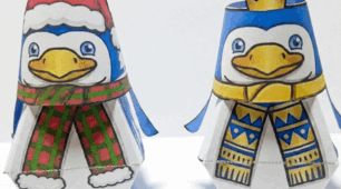3D-іграшки на ялинку (коробочки) «Святкові пінгвіни»