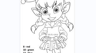 Англомовна математична розмальовка "Ельф". Colouring Maths Page "Elf"