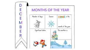 Робочий аркуш "Місяці року. Грудень". Months of the Year. December Worksheet