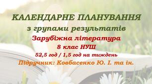 Календарне планування з ГР. Зарубіжна література. 8 клас НУШ. Ковбасенко Ю. І. та ін. (52,5 год / 1,5 год на тиждень). Модель оцінювання 1