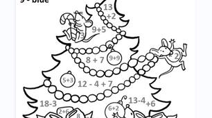 Англомовна математична розмальовка "Ялинка". Colouring Maths Page "Christmas tree"