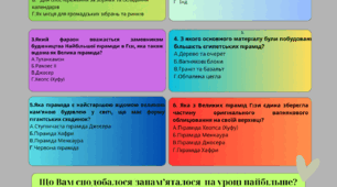 Тест-картка "Великі піраміди: перевірка знань"