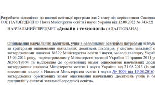 Адаптована програма за Савченко 2 клас(«Дизайн і технології»)
