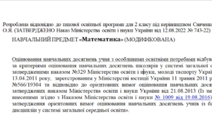 Модифікована програма за Савченко 2 клас(«Математика» )