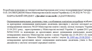 Адаптована програма за Савченко 3 клас(«Дизайн і технології» )