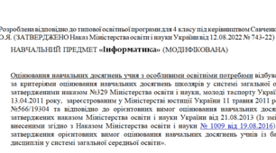 Модифікована програма за Савченко 4 клас(«Інформатика»)