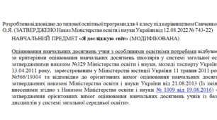 Модифікована програма за Савченко 4 клас(«Я досліджую світ»)
