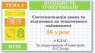 8 клас. Геометрія(НУШ). Урок№36. Систематизація знань та підготовка до тематичного оцінювання