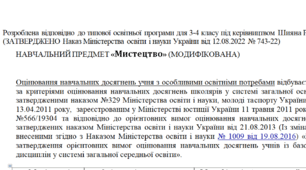 Модифікована програма за Шиян 3-4 клас («Мистецтво»)