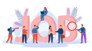 Reading. Text "Job Hugging"