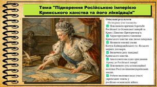 Підкорення Російською імперією Кримського ханства та його ліквідація. 8 клас (НУШ). Історія України. За підручником авторів Хлібовська Г. та інші.