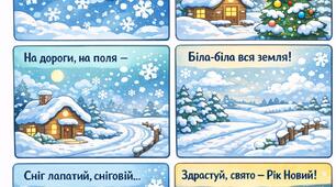 Мнемотаблиця до вірша П.ВОРОНЬКО "Ой летять сніжинки"