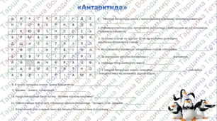 Вправа філворд (шукати слова) на тему "Антарктида" (з відповідями)