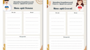 Михайло Коцюбинський Повість "Дорогою ціною" Мапа мрій Остапа і Мапа мрій Соломії Робочі аркуші