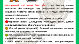 Дидактична гра "Історичний світлофор: ХТО Я?" (Історія України, 8 клас НУШ)