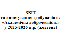 ЗВІТ про результати анкетування здобувачів освіти на тему: «Академічна доброчесність» у 2025-2026 н.р. (жовтень)