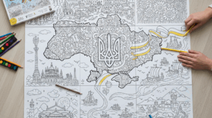 Карта України мега розмальовка 9 частин