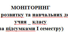 Моніторинг психічного розвитку та навчальних досягнень дитини з ООП