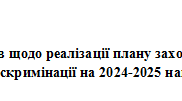 Звіт про виконання заходів щодо реалізації плану заходів із запобігання та протидії булінгу та дискримінації на 2024-2025 навчальний рік