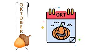 Робочий аркуш "Місяці року. Жовтень". Arbeitsblatt "Monate des Jahres. Oktober"