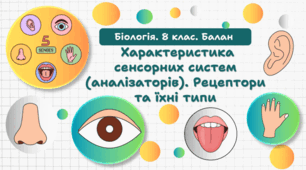 Характеристика сенсорних систем (аналізаторів). Рецептори та їхні типи. 8 клас НУШ