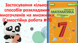 Застосування кількох способів розкладання многочленів на множники  (Самостійна робота №8)