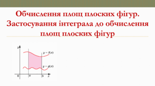 Презентація: "Обчислення площ плоских фігур. Застосування інтеграла до обчислення площ плоских фігур"