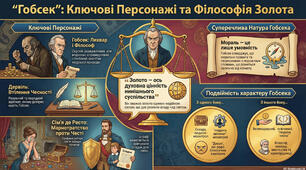Інфографіка "Гобсек: ключові персонажі та філософія золота"
