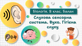Слухова сенсорна система. Вухо. Гігієна слуху. 8 клас НУШ