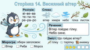 Читання по краплинці: 5 хвилинок щодня Сторінка 14. Весняний вітер