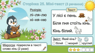 Читання по краплинці: 5 хвилинок щодня Сторінка 25. Міні-текст (3 речення)