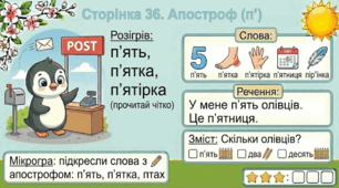 Читання по краплинці: 5 хвилинок щодня Сторінка 36. Апостроф (п')