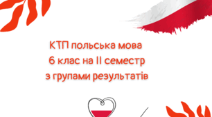 КТП польська мова 6 клас НУШ з групами результатів на II семестр