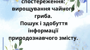 Поурочне планування з інтегрованого курсу «Я досліджую світ» для 4 класу за темою«Проведення дослідження/спостереження: вирощування чайного гриба. Пошук і здобуття інформації природознавчого змісту»