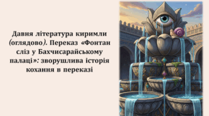 Давня література киримли (оглядово). Переказ «Фонтан сліз у Бахчисарайському палаці»: зворушлива історія кохання в переказі.