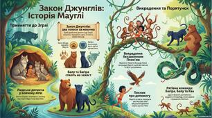Робочий аркуш для уроку "Сміливість, кмітливість, доброта Мауглі. Яскравість характерів персонажів-тварин"