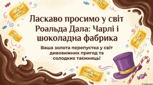 Роальд Дал. «Чарлі і шоколадна фабрика». Сторінки життя і творчості письменника. Казкові пригоди персонажів на шоколадній фабриці Віллі Вонки.