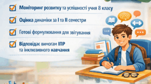 Моніторинг стану розвитку учня та його навчальних досягнень (Додаток 1 до ІПР) для учня 8 класу, ІІ рівень підтримки