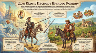 Інфографіка "Дон Кіхот" - паспорт "вічного" роману"