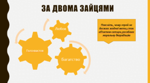 Михайло Старицький «За двома зайцями». Моральна й національна підоснови конфлікту. Засоби гумору та сатири.