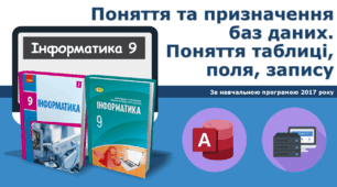 9 клас - Поняття та призначення баз даних. Поняття таблиці, поля, запису.