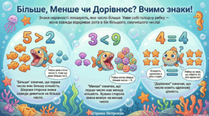 Картка математичні знаки для порівняння