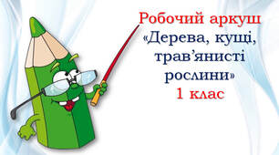 1 клас Картка "Дерева, кущі, трав'янисті рослини"