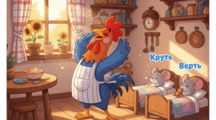 Сучасний ілюстративний матеріал до казки  "Півник і двоє мишенят"